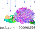 雨季的蝸牛和繡球花 90090856