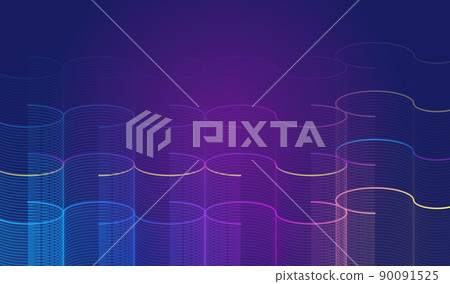 Colorful vector abstract S shape lines trace tech texture background 90091525