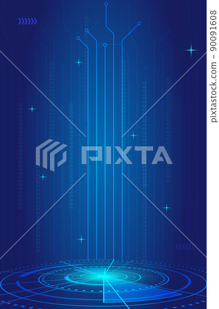 Blue circuit board turntable and lines internet technology sense background Blue circuit board turntable and lines internet technology sense background 90091608