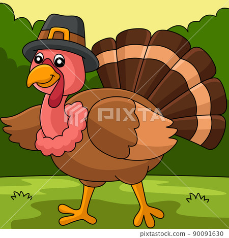 Thanksgiving Turkey Pilgrim Hat Illustration 90091630