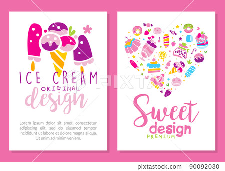 Sweets Hand Drawn Design with Cake and Ice Cream Dessert Vector Template Sweets Hand Drawn Design with Cake and Ice Cream Dessert Vector Template 90092080
