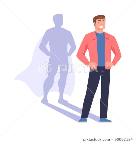 Shadow of Man Superhero Character Standing and Smiling Vector Illustration Shadow of Man Superhero Character Standing and Smiling Vector Illustration 90092184