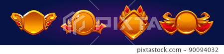 Golden game buttons with fantasy frames Golden game buttons with fantasy frames 90094032