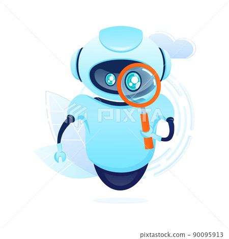 Search bot in cartoon style. Artificial intelligence. Isometric vector. Vector illustration 90095913
