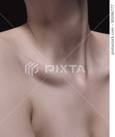 Close up female neck, collarbones. Beautiful woman with well-kept skin. Natural beauty, fitness, diet, spa, plastic surgery and aesthetic cosmetology Close up female neck, collarbones. Beautiful woman with well-kept skin. Natural beauty, fitness, diet, spa, plastic surgery and aesthetic cosmetology 90096777