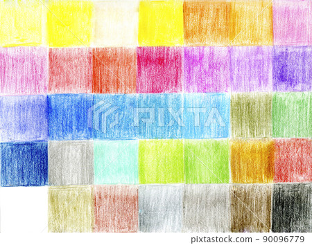 Elements of colored squares. Drawn by hand with pencils Elements of colored squares. Drawn by hand with pencils 90096779
