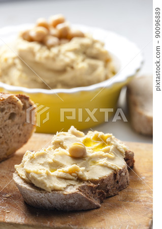 still life of hummus with bread 90096889