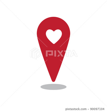 Vector Red location pin icon with heart shape... - Stock Illustration ...