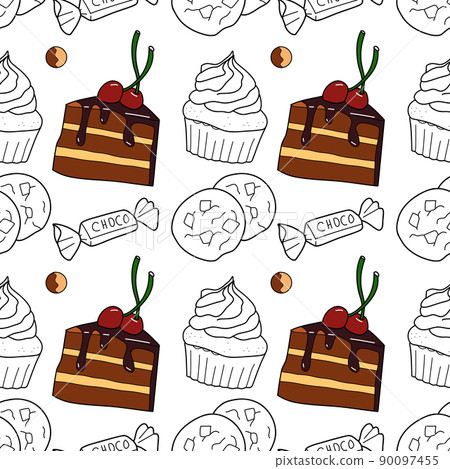 seamless pattern with the image of chocolate... - Stock Illustration ...
