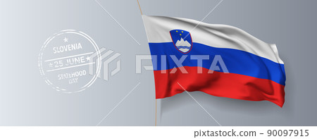 Slovenia statehood day greeting card, banner with template text vector illustration 90097915