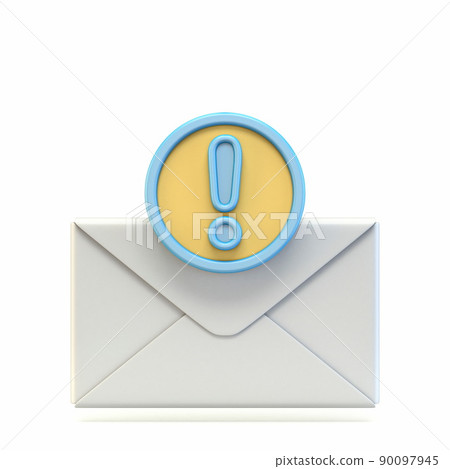 Mail icon with exclamation mark 3D 90097945