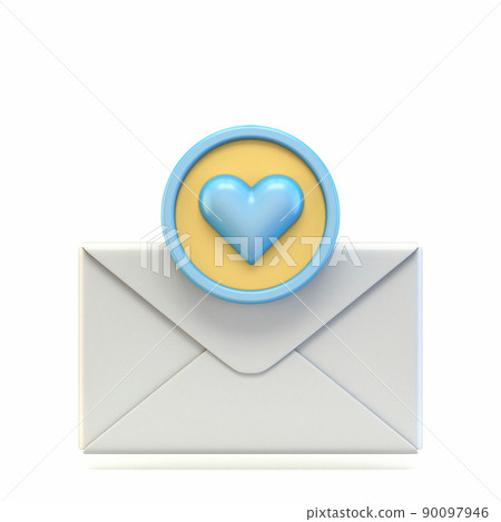 Mail icon with heart sign 3D 90097946