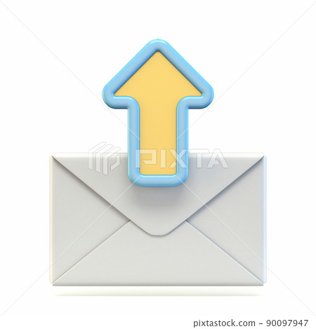 Mail icon with upload arrow sign 3D Mail icon with upload arrow sign 3D 90097947
