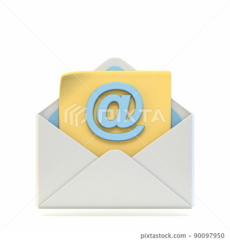 Mail icon with AT symbol 3D - Stock Illustration [90097950] - PIXTA