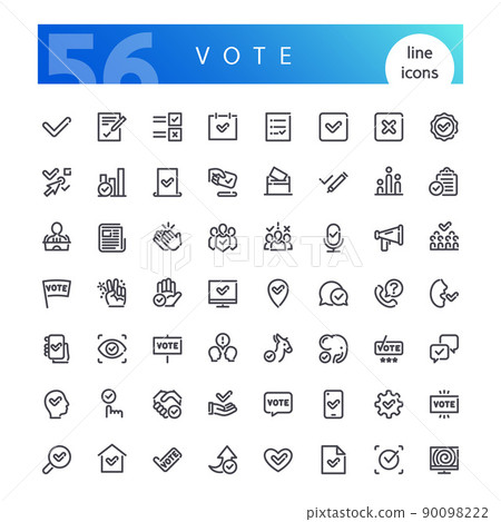 Vote Line Icons Set - Stock Illustration [90098222] - PIXTA