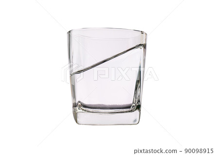 glass for liquor Translucent elements made of glass tilted empty objects isolated on a white background. 90098915