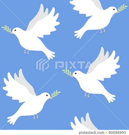 Vector seamless pattern of flat pigeon of peace 90098993