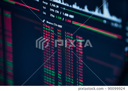 image financial market data on a computer monitor. image financial market data on a computer monitor. 90099924