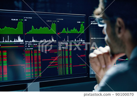 Trading charts on the computer screen. close-up. 90100070