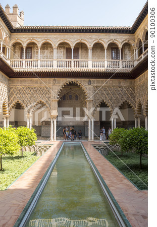Royal Alcazar of Seville, a walled palatial complex built in different historical stages. 90100306