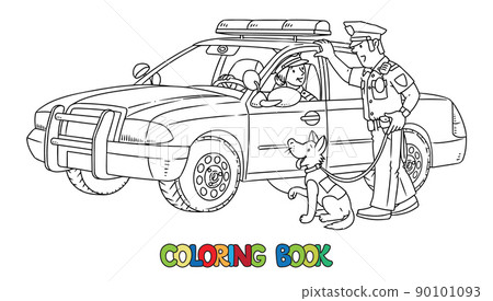 Police officers and police car. Coloring book Police officers and police car. Coloring book 90101093