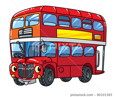 Funny small London bus with eyes. - Stock Illustration [90101365] - PIXTA