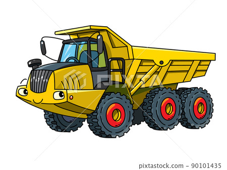 Articulated dump truck car with eyes illustration 90101435
