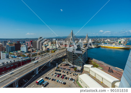 青森縣漫步，青森市內360度全景 90101838