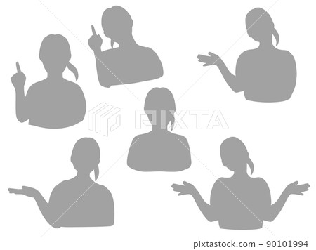 Silhouette female illustration gray Easy-to-use gesture set Silhouette female illustration gray Easy-to-use gesture set 90101994