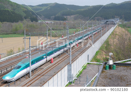 Hokkaido Shinkansen seen from the Shiriuchi-cho Shinkansen Observatory Hokkaido Shinkansen seen from the Shiriuchi-cho Shinkansen Observatory 90102180