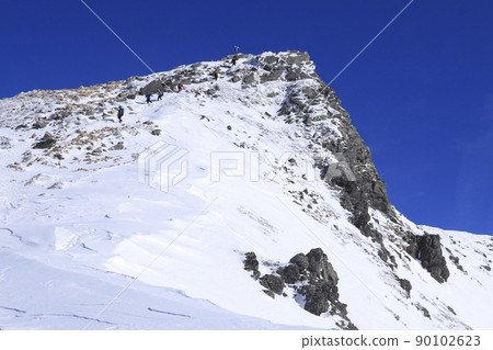 Mt. Tengu, a snowy mountain in the midwinter Mt. Tengu, a snowy mountain in the midwinter 90102623