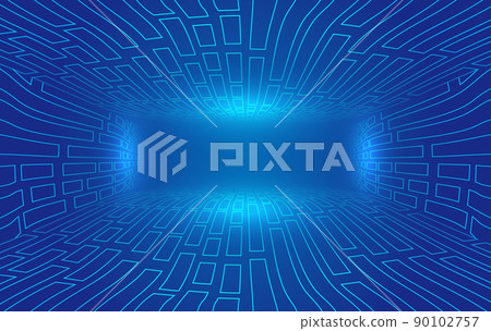 Ribbon polygon vertical extension of futuristic technology space background 90102757