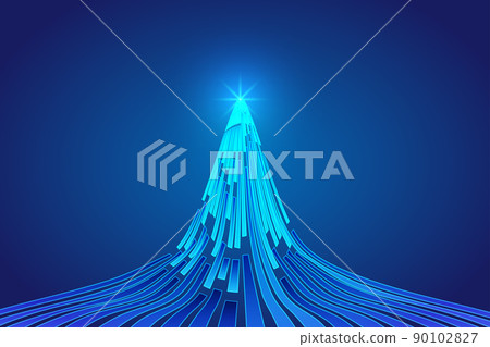 The blue stripes extend and converge in the shape of ice and snow peaks. Internet technology 90102827
