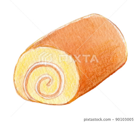 Roll cake watercolor illustration 90103005