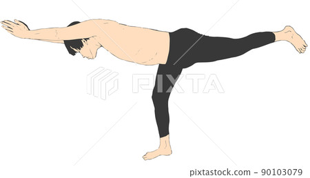 Warrior Pose 3 (Vila Badrasana 3) Male Vector Illustration Color Warrior Pose 3 (Vila Badrasana 3) Male Vector Illustration Color 90103079