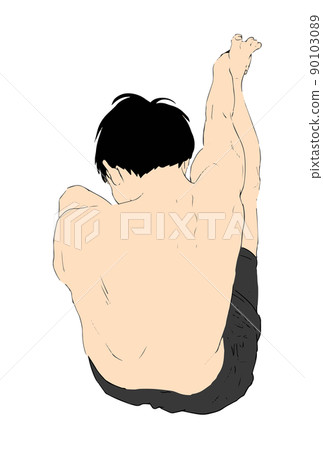 Vector illustration color of the back of a man stretching 90103089