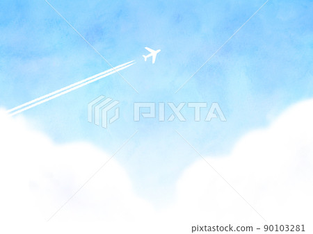 Blue sky and airplane cloud - Stock Illustration [90103281] - PIXTA
