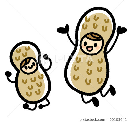 穿著花生服裝的父母和孩子 90103641