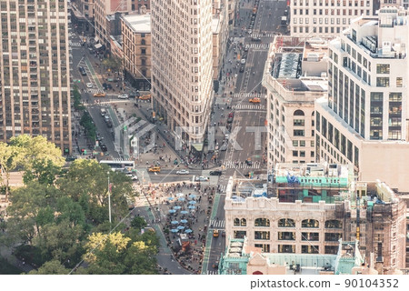 The Flatiron Building at sunset in New York City 90104352