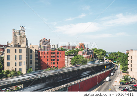 New York City, New York, Traffic next to Brooklyn Bridge Manhattan 90104411