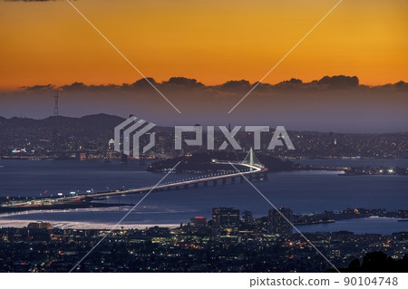 The San Francisco Skyline in California USA during the sunset 90104748