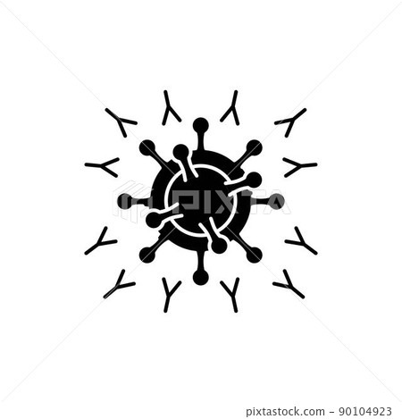 Antibodies attacking viruscolor line icon. Human diseases. 90104923