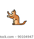 Sitting cat sharpens its claws color line icon. Pictogram for web page 90104947