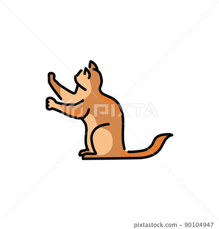 Sitting cat sharpens its claws color line icon. Pictogram for web page 90104947