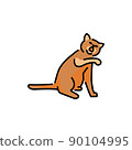 Playing sitting cat color line icon. Pictogram for web page 90104995