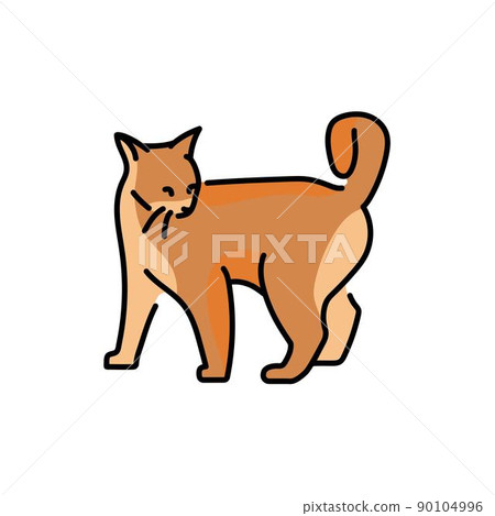 Playful cat standing color line icon. Pictogram for web page 90104996