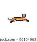 Lying happy cat color line icon. Pictogram for web page 90104998