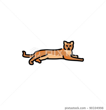 Lying happy cat color line icon. Pictogram for web page Lying happy cat color line icon. Pictogram for web page 90104998