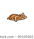 Happy sleeping cat color line icon. Pictogram for web page 90105002