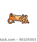 Happy sleeping cat on back color line icon. Pictogram for web page 90105003